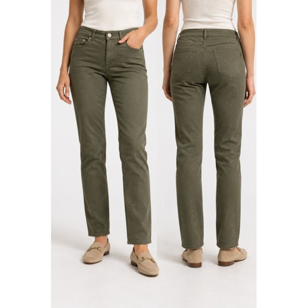 Loro Piana Women's Slim Fit 5 Pocket Jean Pants Stretchy Italy Olive Green